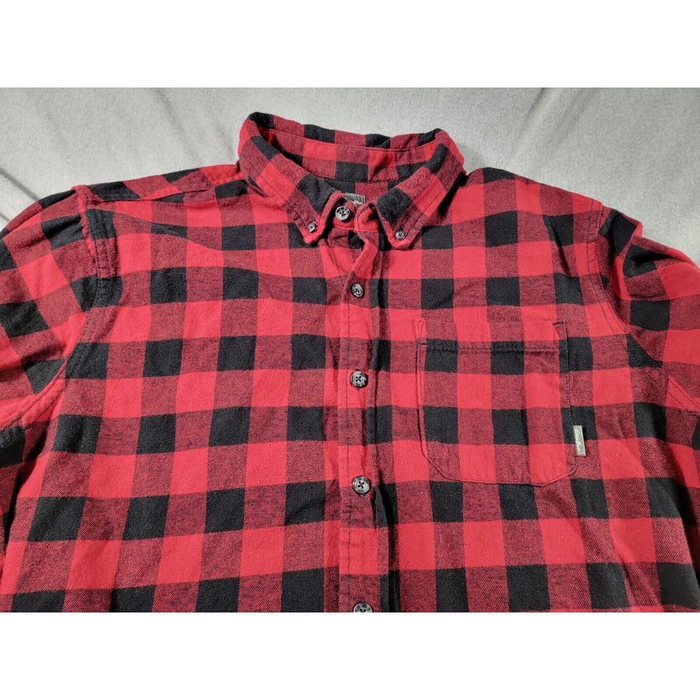 Eddie Bauer Mens Red Black Buffalo Check Plaid Long Sleeve Flannel‎ Shirt XL